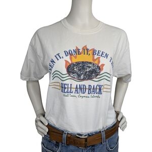 Vintage Hell and Back Cayman Islands Graphic Tourist Tee | Hanes Heavyweight M